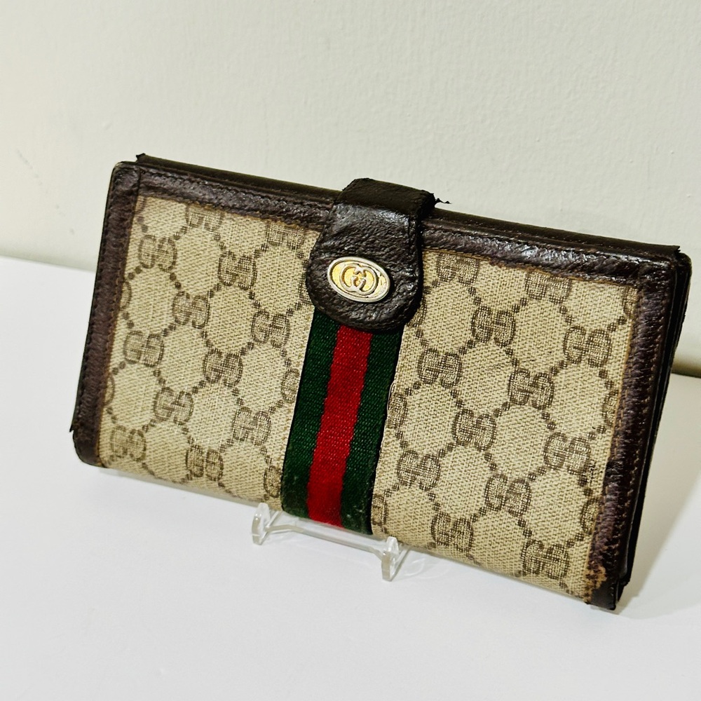 Gucci Beige and Brown Wallet with Red and Green Stripe - Picture 3 of 15
